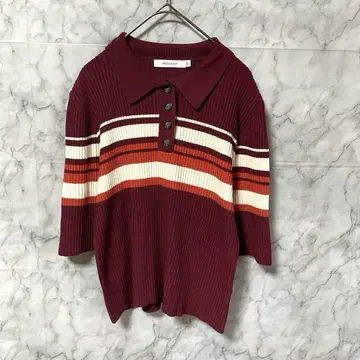 11595 MOUSSY 하프 슬리브 폴로 니트탑 보르도 구제 의류