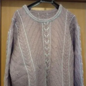 손뜨개질 케이블 짜임 니트 스웨터 보라색