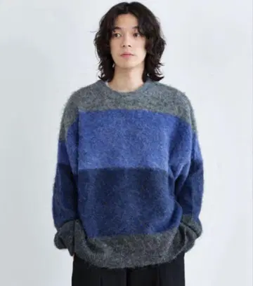 SINSS 24AW 울 블렌드 그라데이션 니트 네이비 M