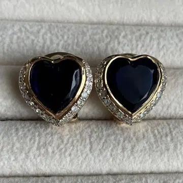 VOGUE BIJOUX 블루 스톤 하트 귀찌