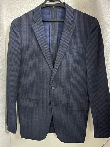 SUIT SELECT 네이비 체크 무늬 테일러드 자켓 165
