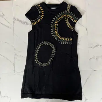 HIROKO BIS 블랙 반팔 니트 튜닉 사이즈 9