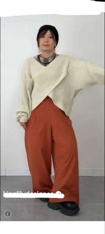LL 사이즈 오렌지 이지 와이드 팬츠