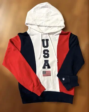 Champion USA 성조기 후드 맨투맨 S