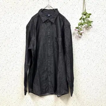 [UNIQLO] 유니클로 데님 오버사이즈 셔츠 긴팔 블랙 (XL)