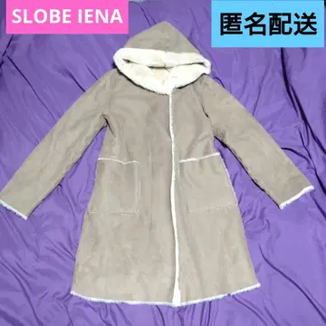 SLOBE IENA 무스탕 롱 코트 보아 후드 부착