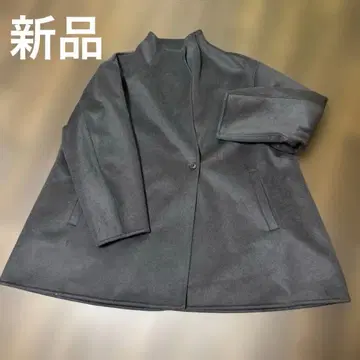 다크 그레이 더블 페이스 숏코트 버튼 포함