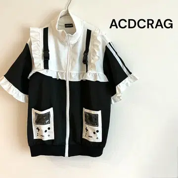 ACDCRAG 프릴 자켓 후드티 블루종 저지 하라주쿠 스타일 블랙 화이트