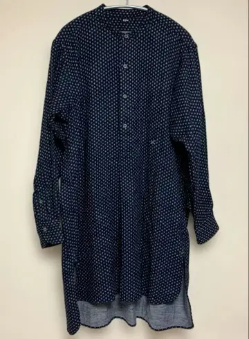 택 포함 45R 인디고 노카라 튜닉 셔츠 풀오버 패턴