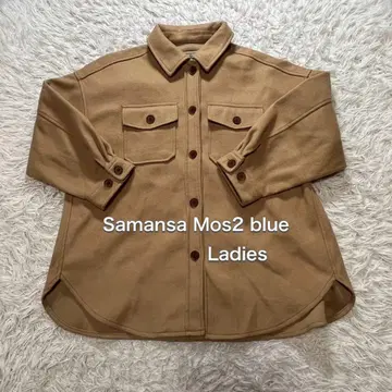 Samansa Mos2 blue 버튼 셔츠 자켓 여성용 F 두꺼운 원단