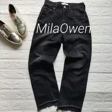 미라 오웬 MilaOwen 블랙 블랙 스트레이트 데님 컷오프