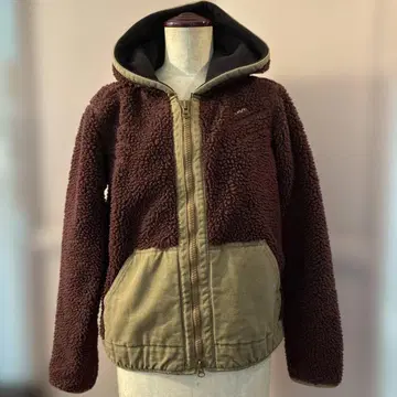 KAVU 플리스 자켓 후드 부착 브라운