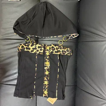 d.i.a 레오파드 무늬 등 전체 오픈 베어탑 블랙 F