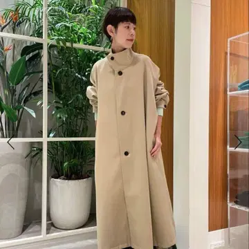 CABaN 울 개버딘 스탠드 카라 코트 베이지 사이즈 XS