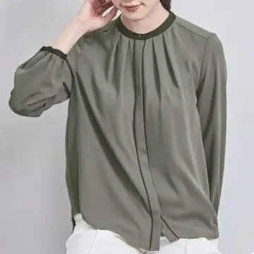 UNITED ARROWS 파이핑 블라우스 그레이