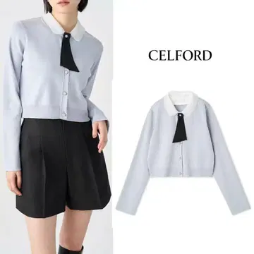 택 포함 새상품 CELFORD 디태처블 총알 가디건 SAX 36