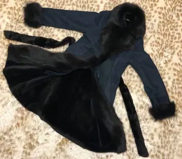 [컨디션 최상] MERION 메리온 리얼 무스탕 롱 코트 네이비 S