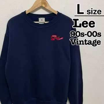 90s-00s Lee 맨투맨 L 네이비 원포인트 자수 USA 구제 의류