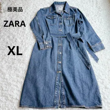 새상품급 ZARA 데님 XL 셔츠 원피스 롱 원피스 리본 빅사이즈
