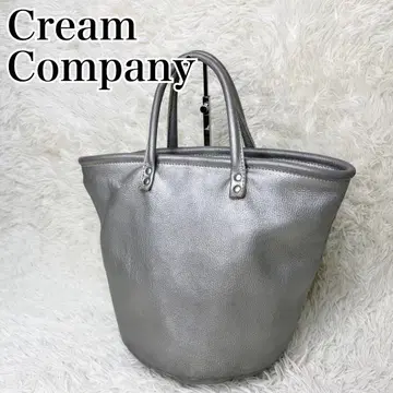 Cream Company 토트백 버킷형 실버 글로브 레더
