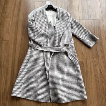 ANAYI 체크 무늬 롱 코트