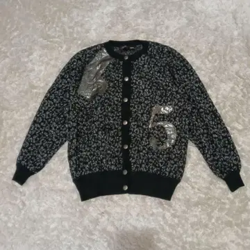 새상품급 IMPORT ROSSA 42 사이즈 가디건 라메 블랙