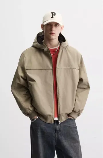 택 포함 새상품 ZARA 플리스 콤비 테크니컬 자켓 후드 부착 L