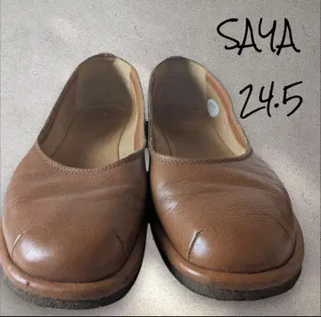 SAYA 사야 슬립온 플랫슈즈 가죽 천연 가죽 24.5