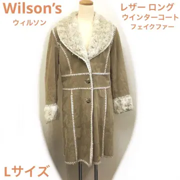 Wilson's 가죽 롱 윈터 코트 인조 모피
