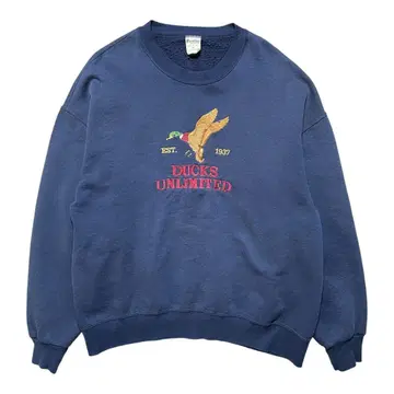 구제 의류 USA제 90S 카모 자수 빈티지 맨투맨 트레이닝복 속기모