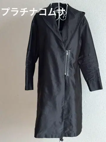 플라티나 콤사 블랙 후드 부착 롱 코트 초경량