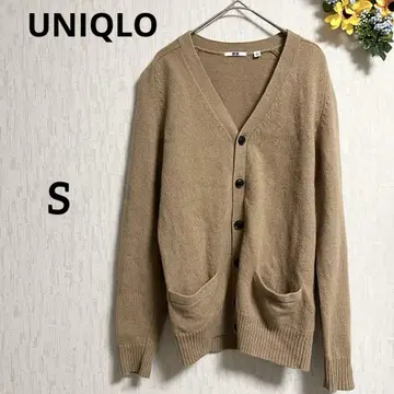 UNIQLO 유니클로 베이지 V넥 가디건 긴팔 S 울 모