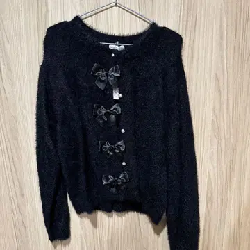 새상품 아오키 미사코 리본 긴팔 가디건 겉옷 펄 4L