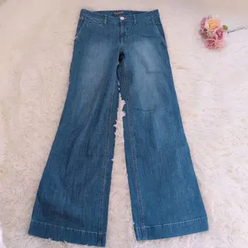 LACOSTE 데님 청바지 와이드컷 블루 42