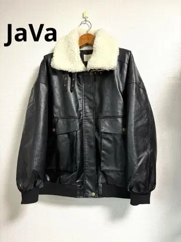 새상품급 Java 자바 옷깃 보아 페이크 무스탕 봄버 자켓 블랙