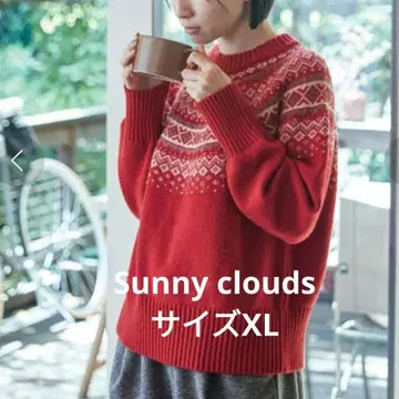 새상품급 Sunny clouds 써니클라우드 노르딕 스웨터 빨간색 XL