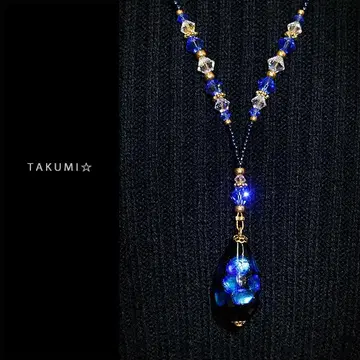 목걸이 반딧불이 유리 아름다운 블루와 골드 스와로브스키 크리스탈
