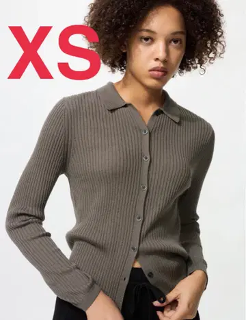 유니클로 UNIQLO 메리노 블렌드 리브 폴로 가디건 XS 05GRAY