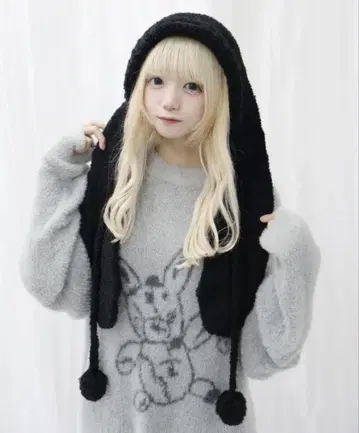 최강 토끼 점프 모자 Whinny 블랙 블랙