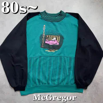 80s 맥그레거 홍콩제 래글런 프린트 맨투맨 빈티지
