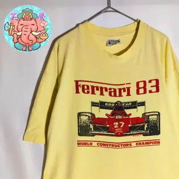 T셔츠 레몬색 80s USA제 싱글 스티치 기업 헤인즈