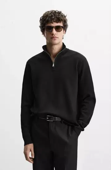 택 포함 새상품 ZARA 집업 하이넥 코튼 스웨터 L