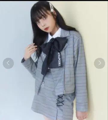 ANAPGIRL 그레이 체크 무늬 셋업