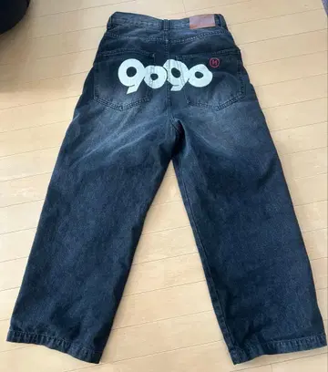 9090 데님 팬츠 와이드 팬츠 S 사이즈 블랙 계열