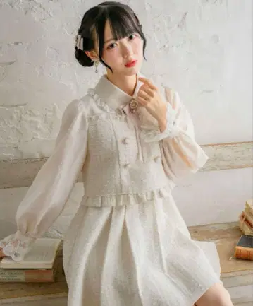 ROJITA 로지타 레이어드라이크 트위드 원피스 아이보리