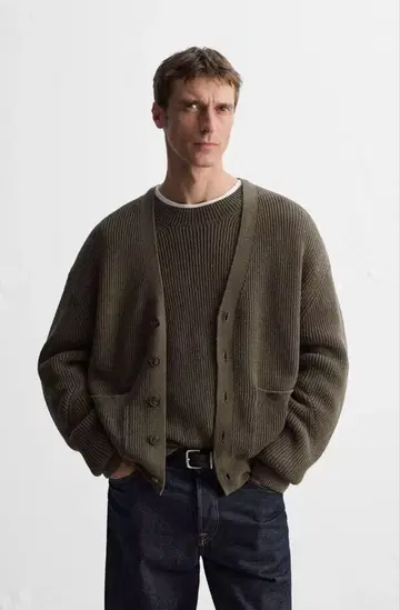 택 포함 새상품 ZARA 릴랙스핏 코튼 블렌드 가디건 L