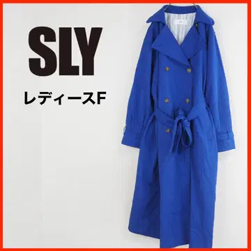 A4214 새상품급 SLY 트렌치코트 롱 더블 브레스트 F 파랑