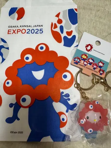 새상품 오사카 간사이 만박 산리오 먀쿠먀쿠 키링 클리어 헬로키티