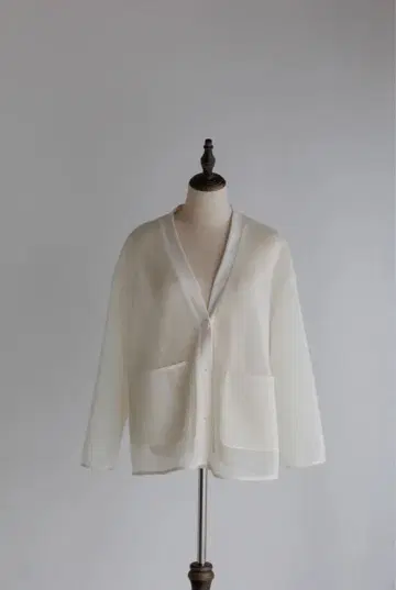 pois double mesh Cardigan [ white ]