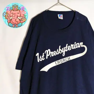 T셔츠 네이비 90s USA제 싱글 스티치 양면 프린트